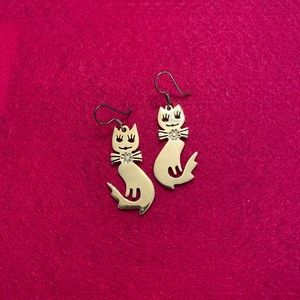 Silver cat earrings